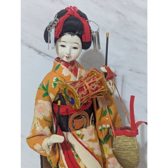Vintage Japanese Geisha Doll With Fine Accessories Dolls 10" - Picture 2 of 8